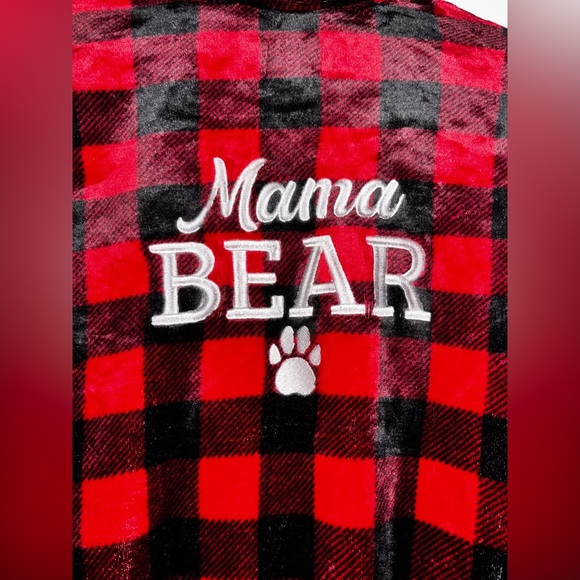 Let’s Get Cozy Mama‎ Bear Buffalo Plaid Robe Comfort Lounging Women Size S/ M - Picture 5 of 8